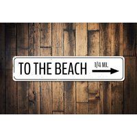 To The Beach Sign, Custom Mileage Ocean Direction Metal Gift, Arrow House Decor - Quality Aluminum C | Etsy (US)