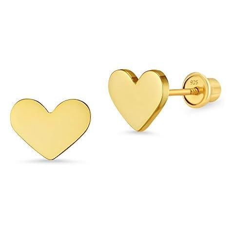 18k Gold Plated Screw Back Heart Stud Hypoallergenic Earrings for Kids, Baby, Toddler, Little Gir... | Amazon (US)