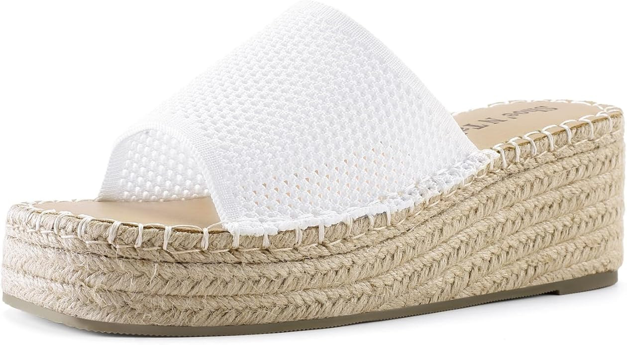 Shoe'N Tale Platform Espadrille Sandals for Women Wedges Slip On Mules Sandals Open Toe Slides Bo... | Amazon (US)
