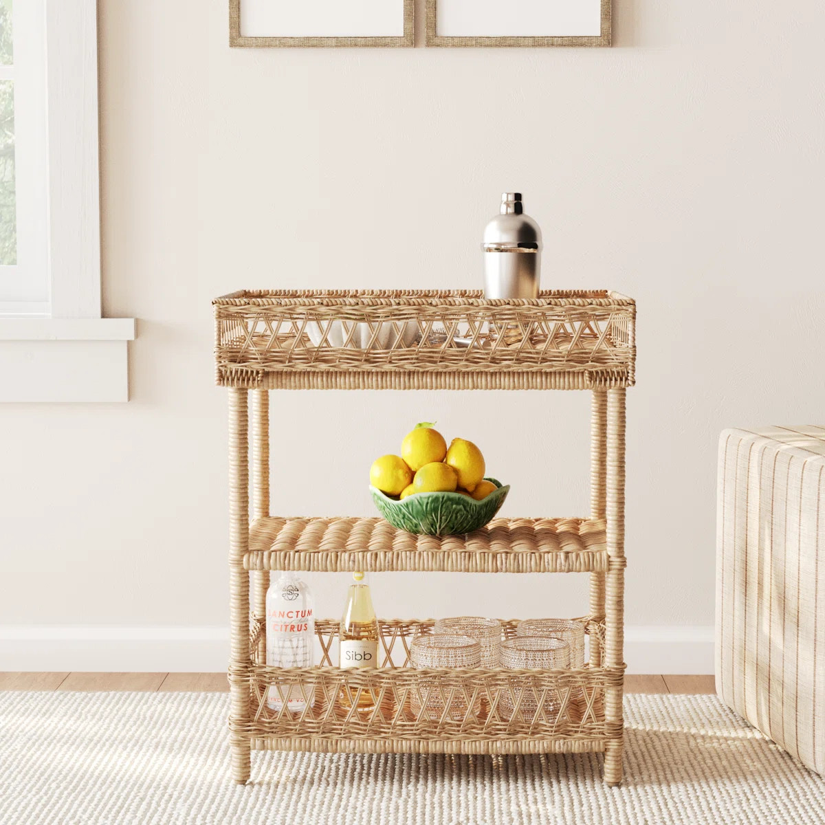 Arloe Wicker Bar Cart | Wayfair North America