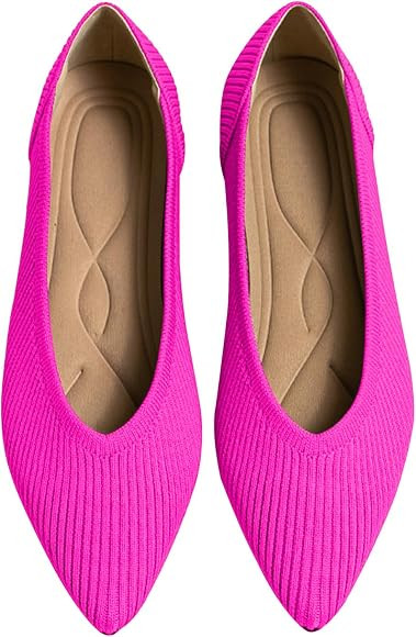 Women's Flats Shoes Pointed Toe Knit Ballet Comfortable Dressy Slip On Flat | Amazon (US)