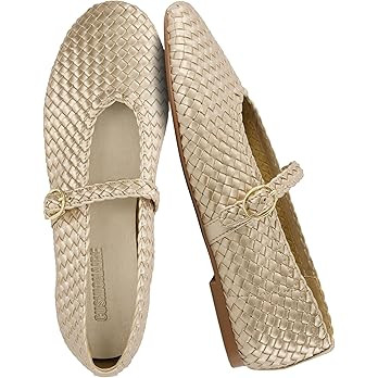 CUSHIONAIRE Bistro Mary Jane Flats for Women, Woven Ballet Flats Shoes with Strap and Memory Foam... | Amazon (US)