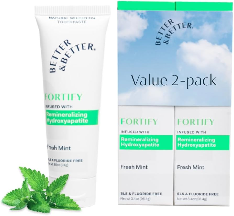 Better & Better Fortify Fluoride Free Toothpaste | Hydroxyapatite SLS Free Toothpaste 2 CT | Remi... | Amazon (US)