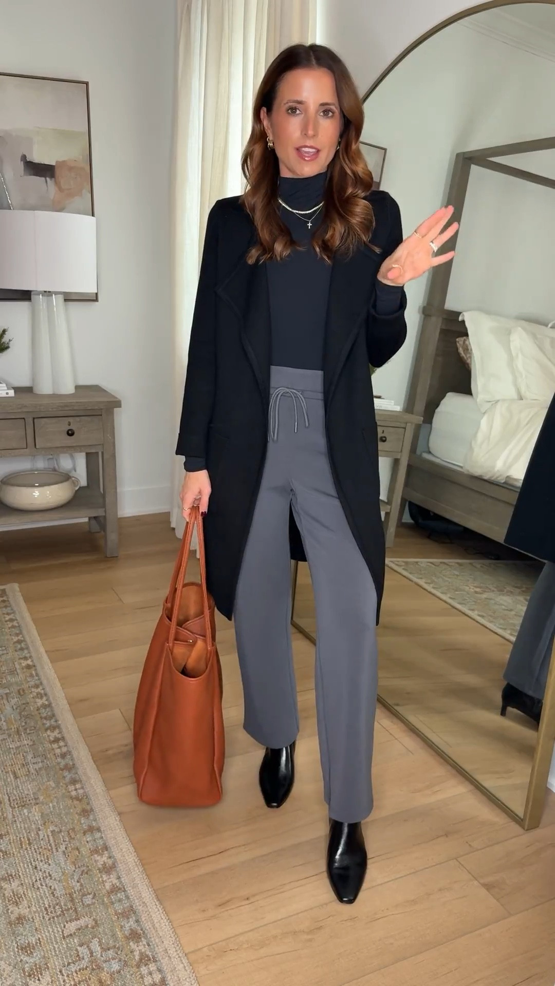 Amazon Fleece-lined wide leg pants in XS petite. Soft modal fabric outside & fleece lining the inside. Smallest size in cardigans. These are great for every day, travel, and you can dress them up for work! Travel outfit. Work outfit. Business casual.

#LTKgrwm #LTKootd #LTKWorkwear