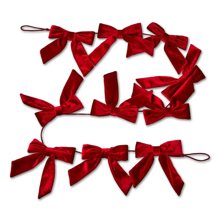 Velvet Bow Christmas Garland, Red, 6', by Holiday Time | Walmart (US)