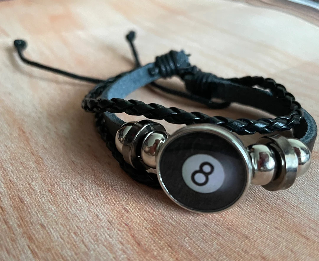 Billiard Leather Rope Bracelet Casual Jewelry, Pool 8 Ball Bracelets, Gift for Pool Lovers, Gamer... | Etsy (US)