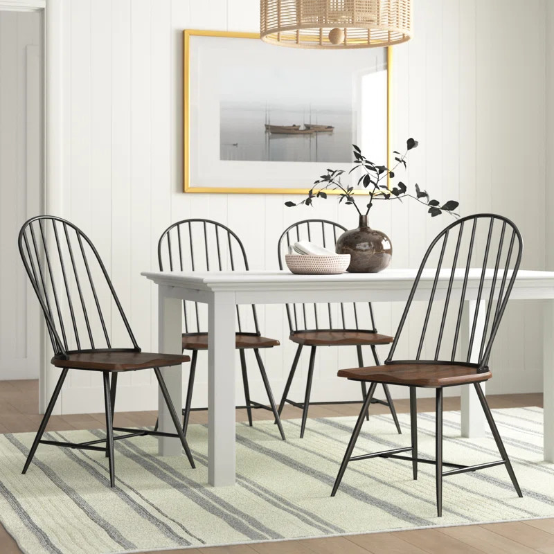 Savannah Windsor Back Side Chair in Dark Brown/Black (Set of 4) | Wayfair North America