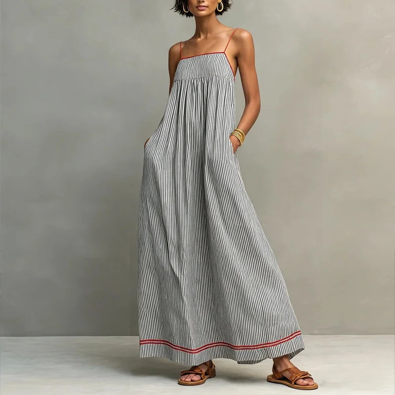 Morttic Women's Chic Spaghetti Strap Sleeveless Maxi Dress – Side Pockets Casual Summer Sundres... | Walmart (US)