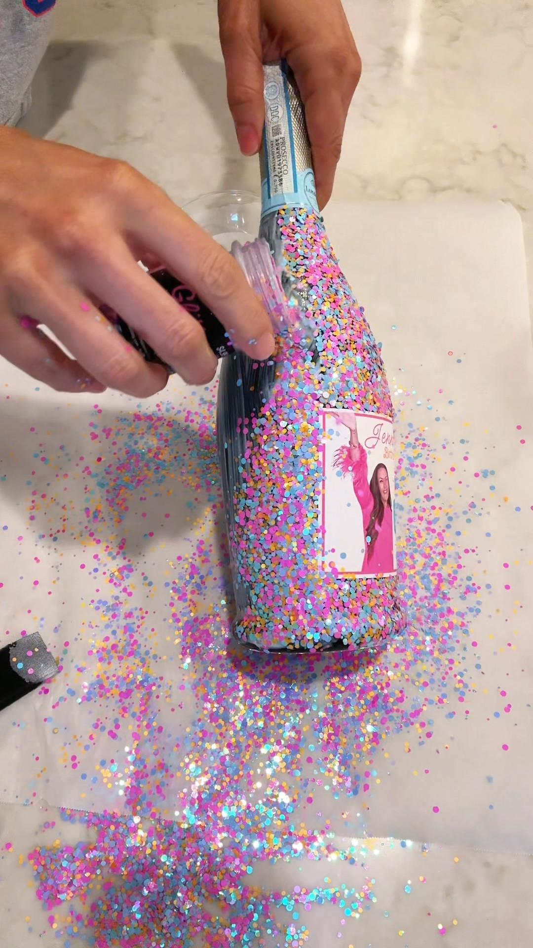Everything I used to make this Custom bottle label and confetti bottle🎉
