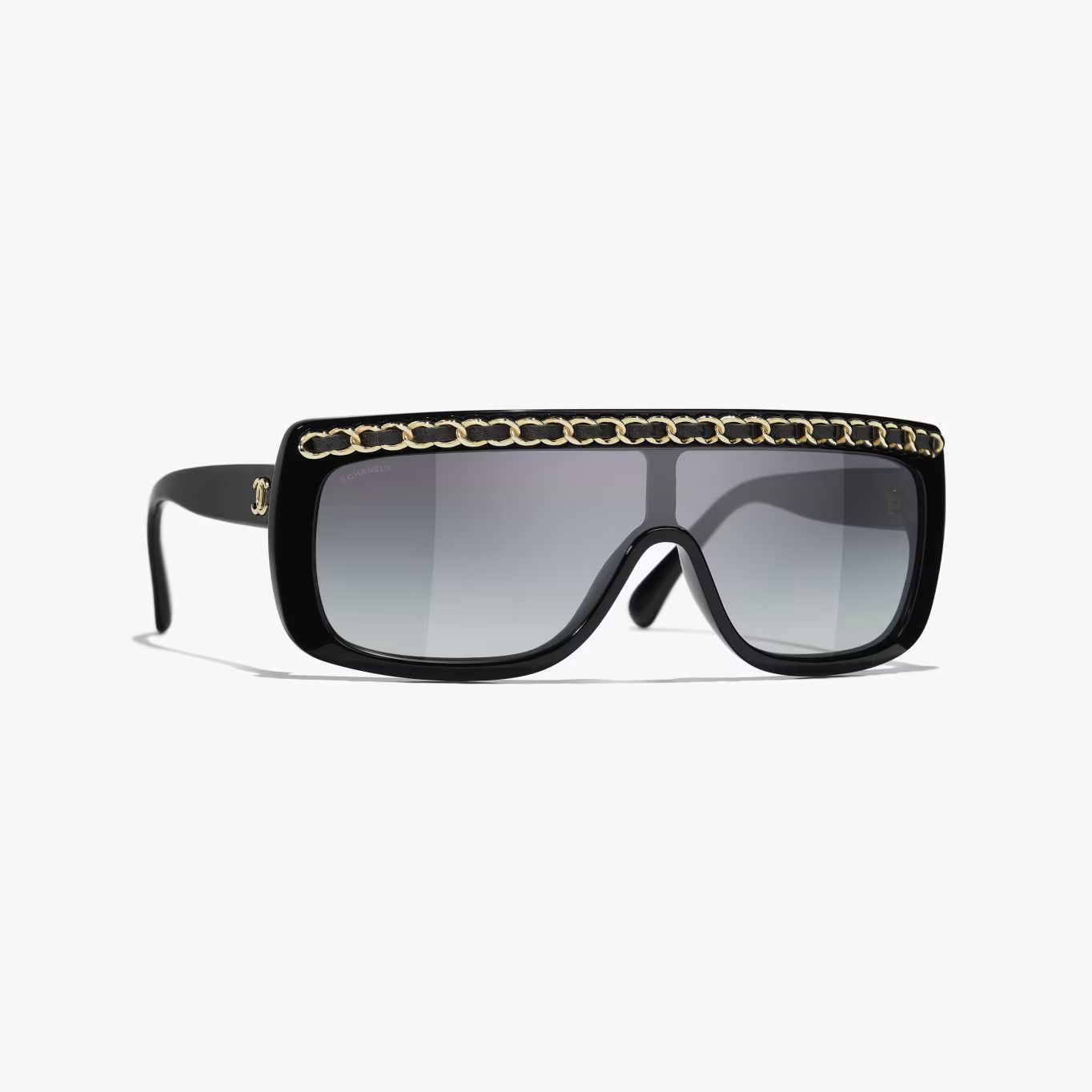 Sunglasses: Shield Sunglasses, acetate, metal & calfskin — Fashion | CHANEL | Chanel, Inc. (US)