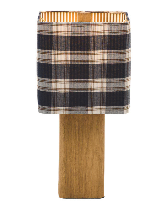 18in Plaid Shade Faux Wood Table Lamp | Lighting | Marshalls | Marshalls
