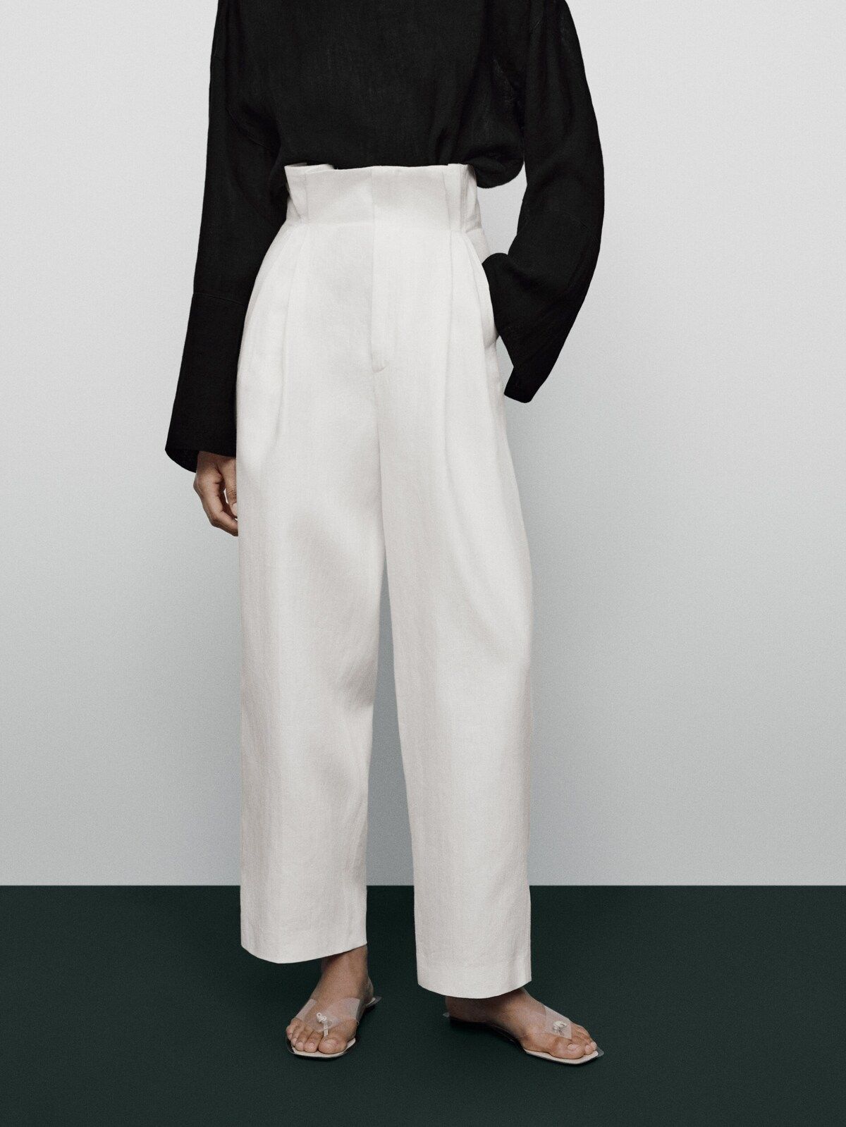 Linen paperbag trousers - Limited Edition | Massimo Dutti (US)