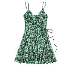 Romwe Women's Casual Ribbed Spaghetti Strap A Line Swing Cami Dress Sundress | Amazon (CA)