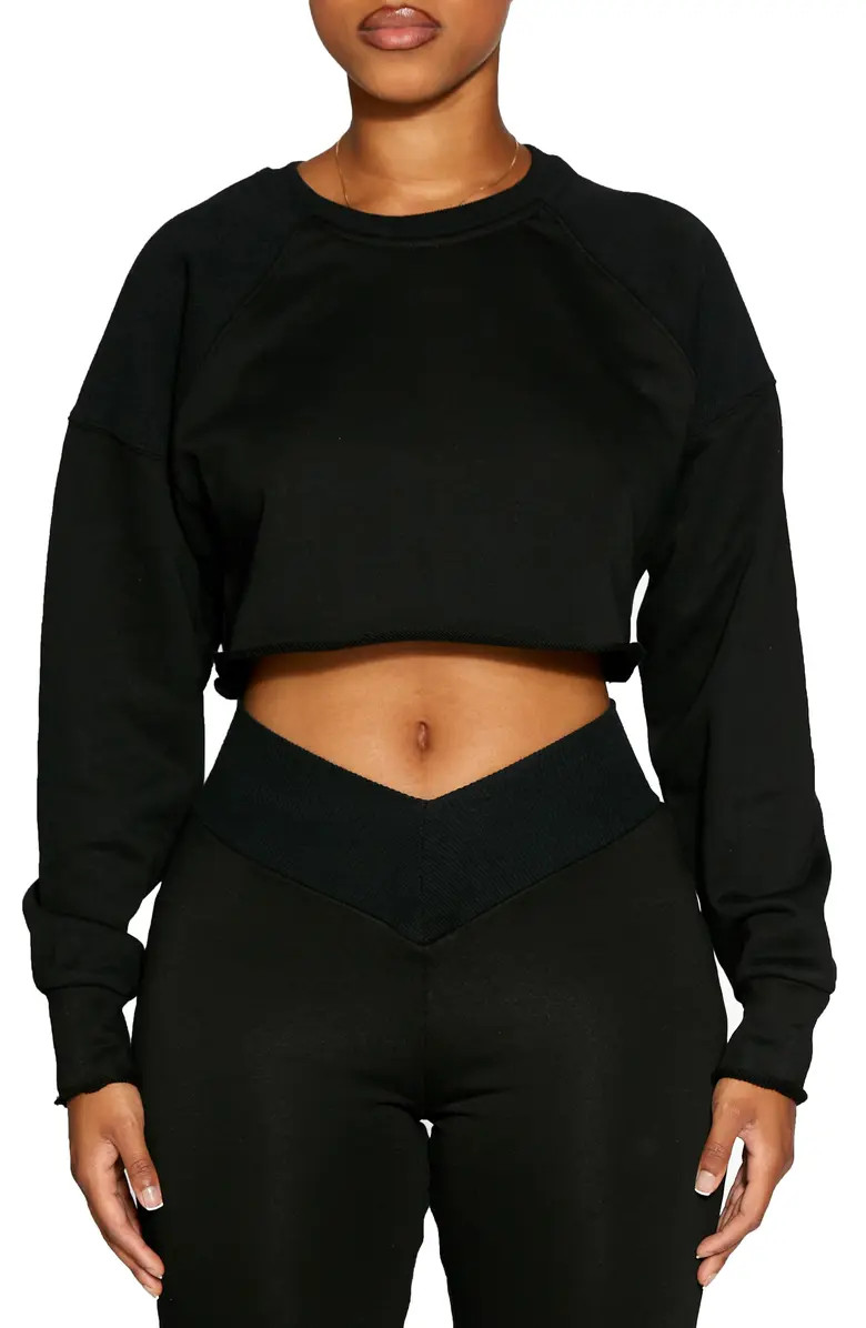 Naked Wardrobe Women's Crop Raglan Sleeve Sweatshirt | Nordstrom | Nordstrom