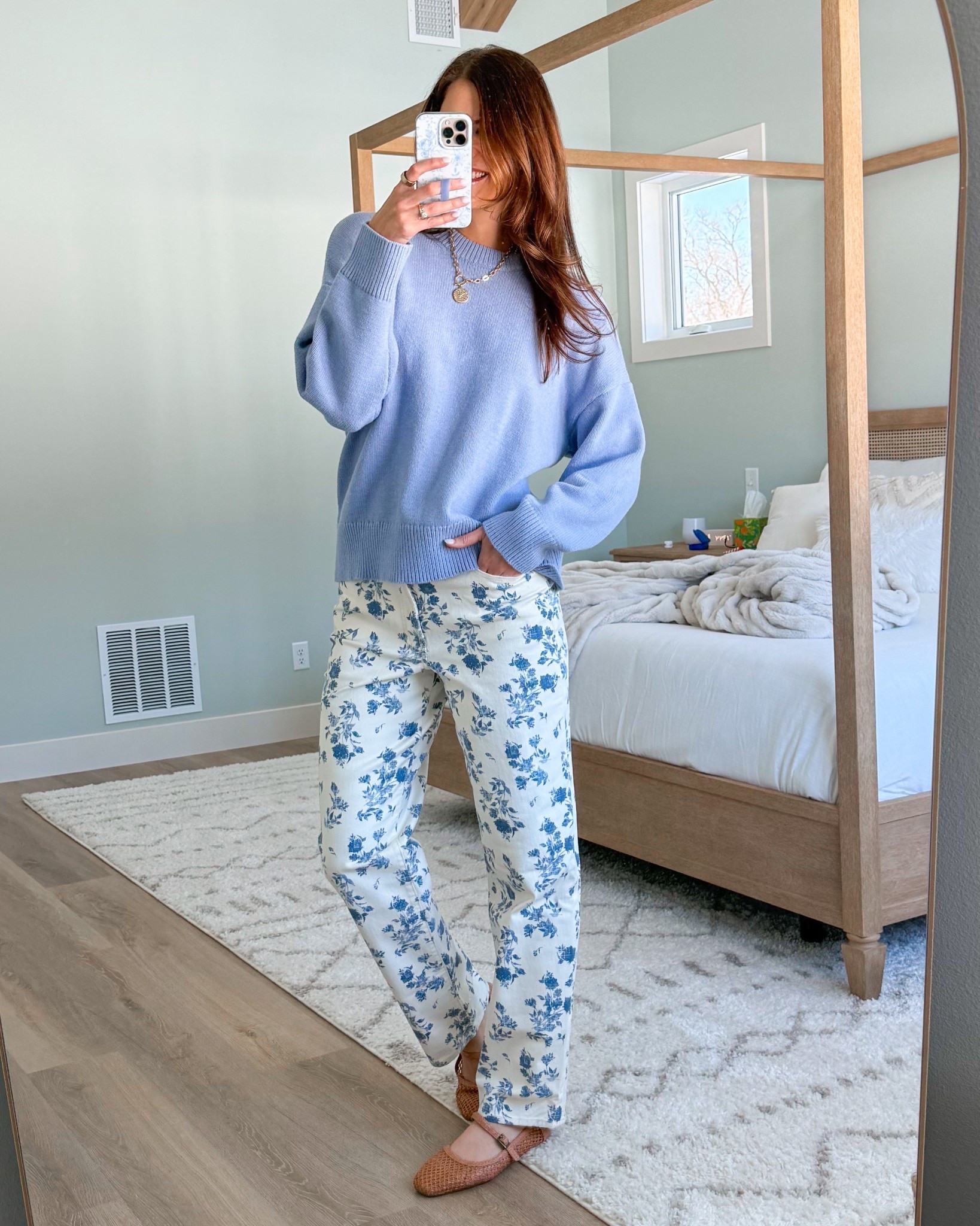 This lightweight sweater paired with these floral pants is such a pretty spring outfit. The soft blue tone feels fresh and easy, and the pants add the perfect subtle statement. This is one of those outfits that works for everyday but still feels a little elevated. 

Spring outfits, Casual chic, Everyday style, Floral pants outfit, Lightweight sweaters, Effortless outfits, Neutral style, Work from home outfits, Transitional outfits, Stang and Co

#LTKWorkwear #LTKTall #LTKSeasonal