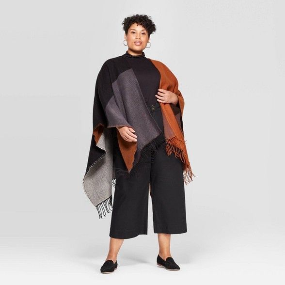 Women's Plaid Colorblock Ruana Kimono - A New Day™ One Size | Target