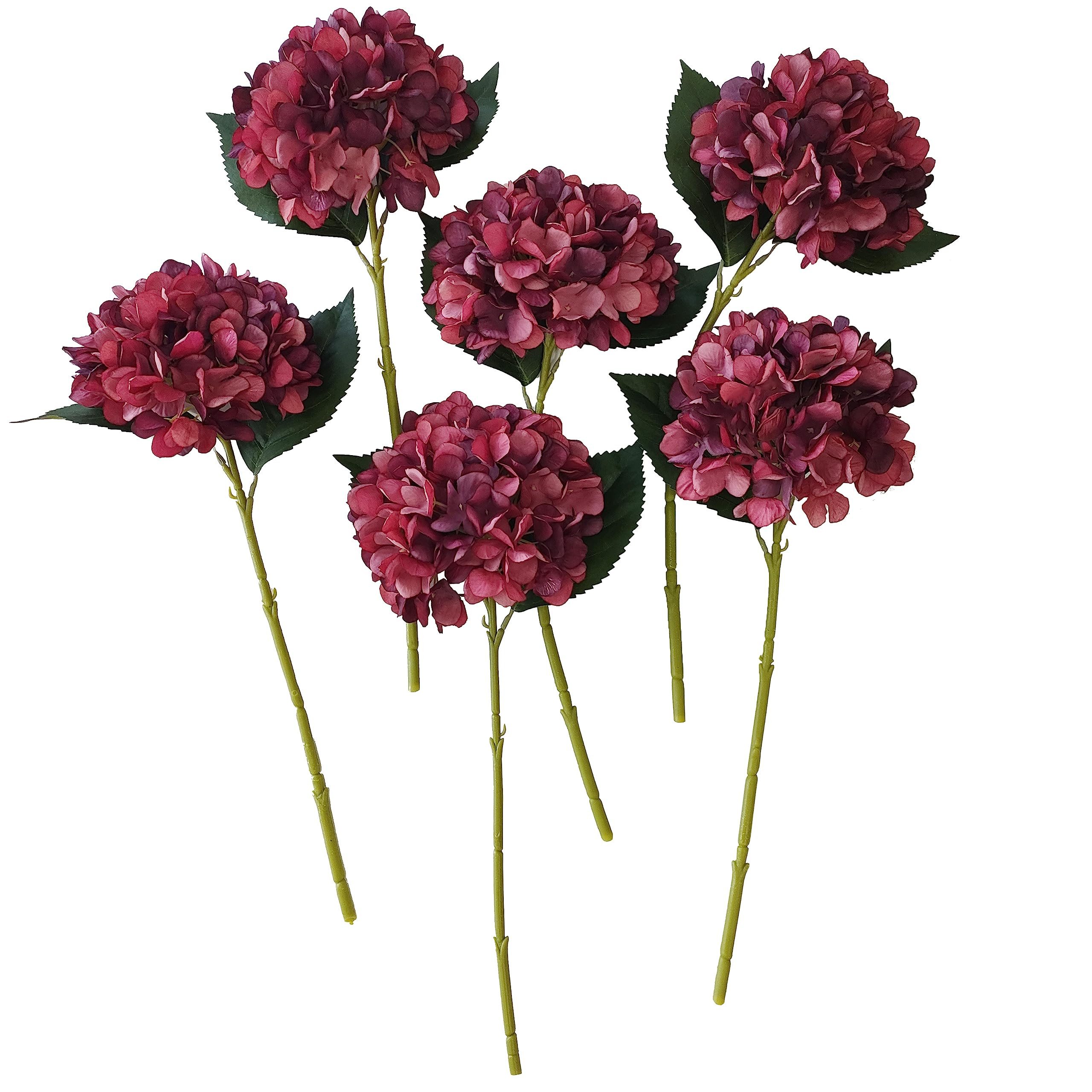 Red Hydrangea Artificial Flowers,6 Pcs Faux Hydrangea Flowers,Artificial Hydrangeas Flowers with ... | Amazon (US)