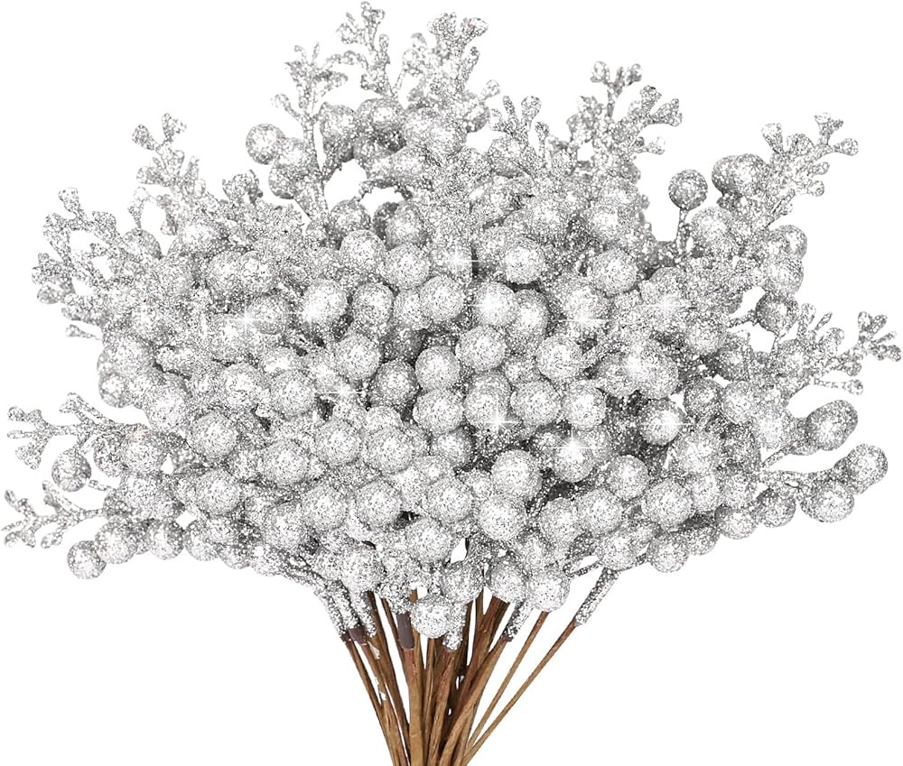 HOHOTIME 36Pcs Christmas Glitter Berries Stems, 9.5 Inch Artificial Christmas Tree Picks for Chri... | Amazon (US)