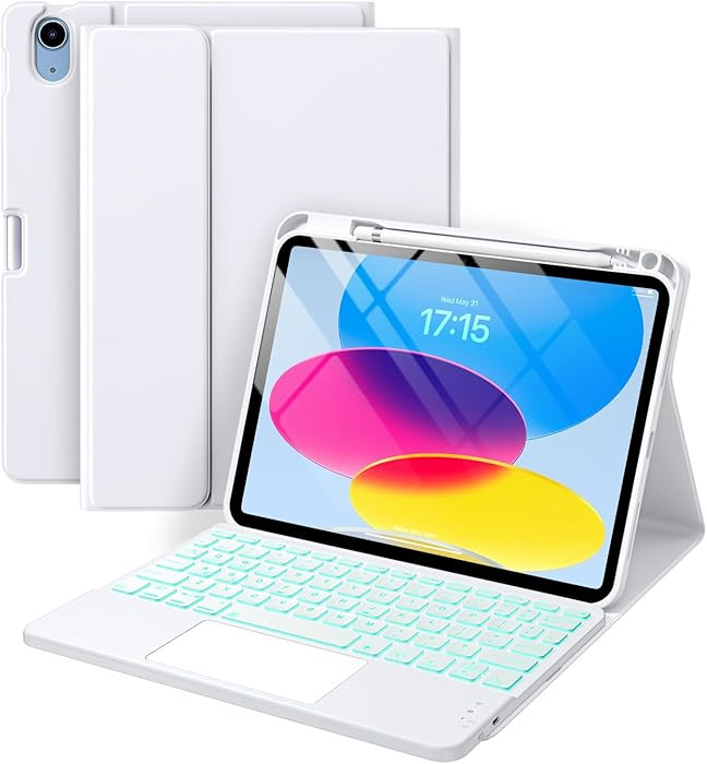Compatible for iPad 11th 10th Generation Case with Keyboard, Folio Cover with Pencil Holder, Mult... | Amazon (US)