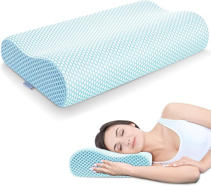 Anvo Memory Foam Pillow, Neck Contour Cervical Orthopedic Bed Pillow for Sleeping Side Back Stoma... | Amazon (US)