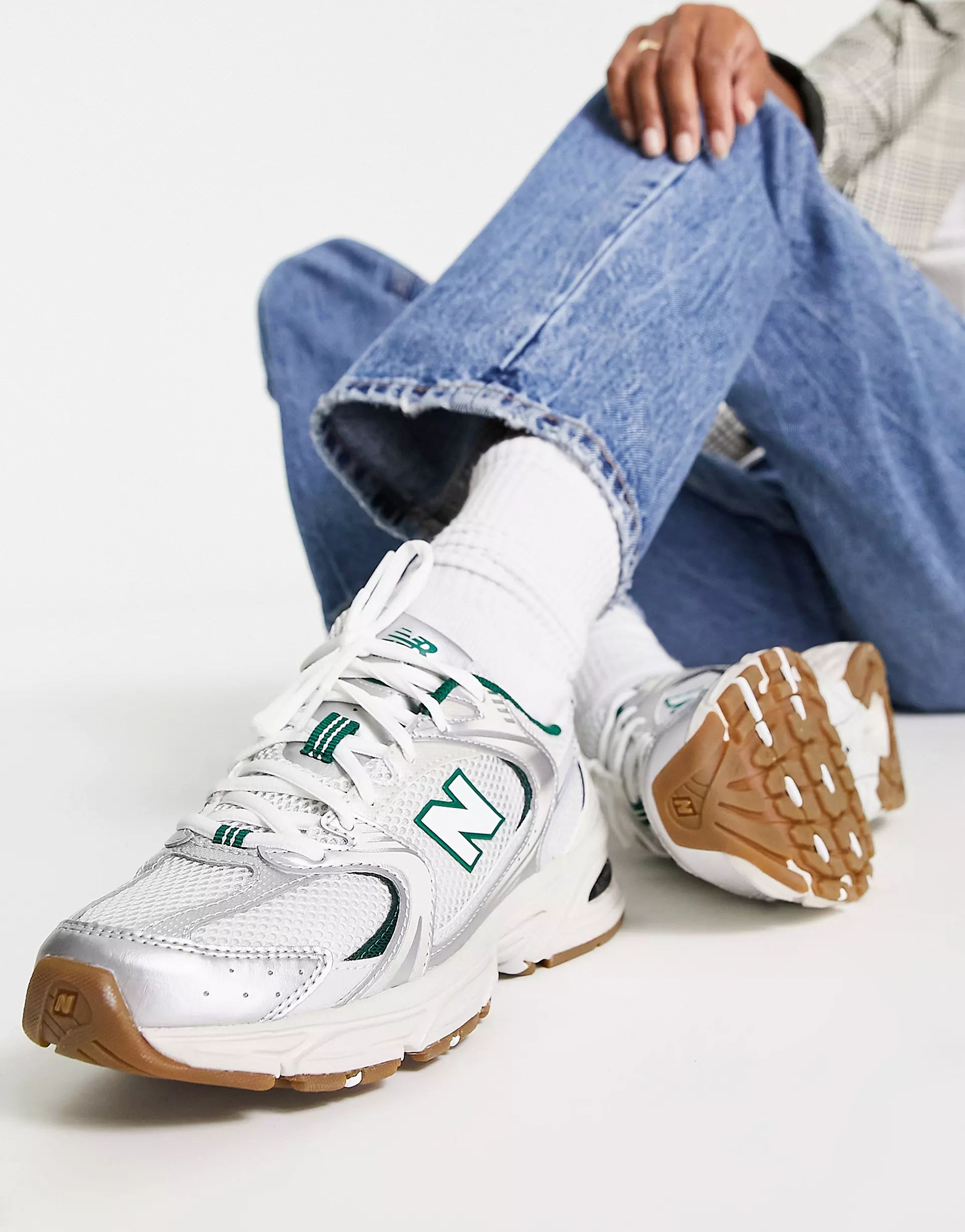 New Balance 530 trainers in white and green - exclusive to ASOS | ASOS (Global)