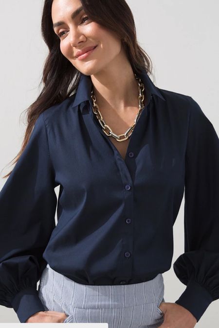 The perfect blouse! Smocked cuffs that adjust beautifully! Love the poplin billow sleeves!  It is perfect year round!

#LTKstyletip #LTKunder50 #LTKFind