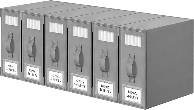 Bed Sheet Organizers and Storage, 6 Pack Foldable Linen Closet Organizer Box – Bedding Holder f... | Amazon (US)