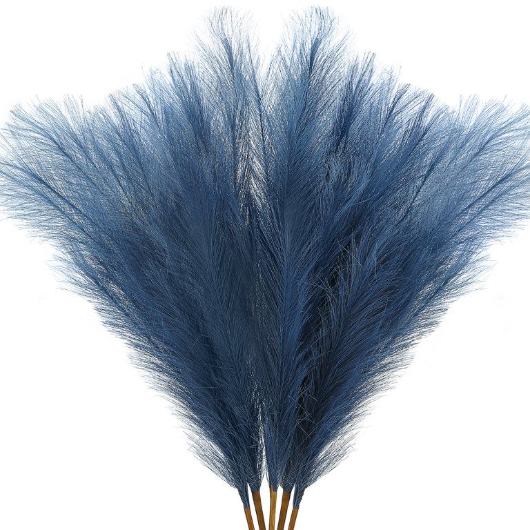 Faux Pampas Grass,5 Pcs 38"/3.1FT Large Tall Fluffy Artificial Blue Pampas Grass for Vase Filler ... | Walmart (US)