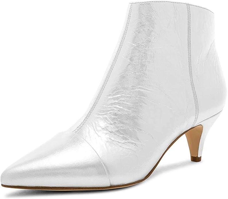 XYD Women Chic Low Kitten Heel Ankle Boots Pointed Closed Toe Side Zipper Prom Glitter Party Fash... | Amazon (US)