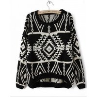 Woman Tribal Black and White Jumper, Tribal Sweater,Black and White Knitted Trendy Sweater, Tribal J | Etsy (US)