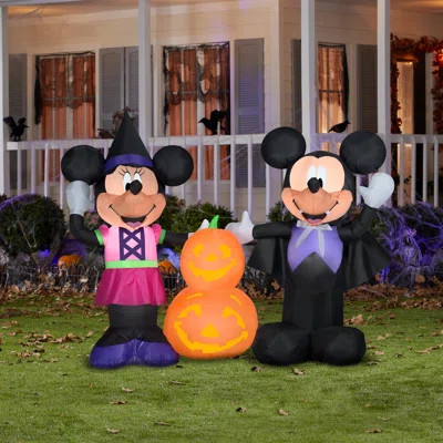 National Tree Company 66" Inflatable Halloween Mickey and Minnie with Pumpkins | Wayfair Professional