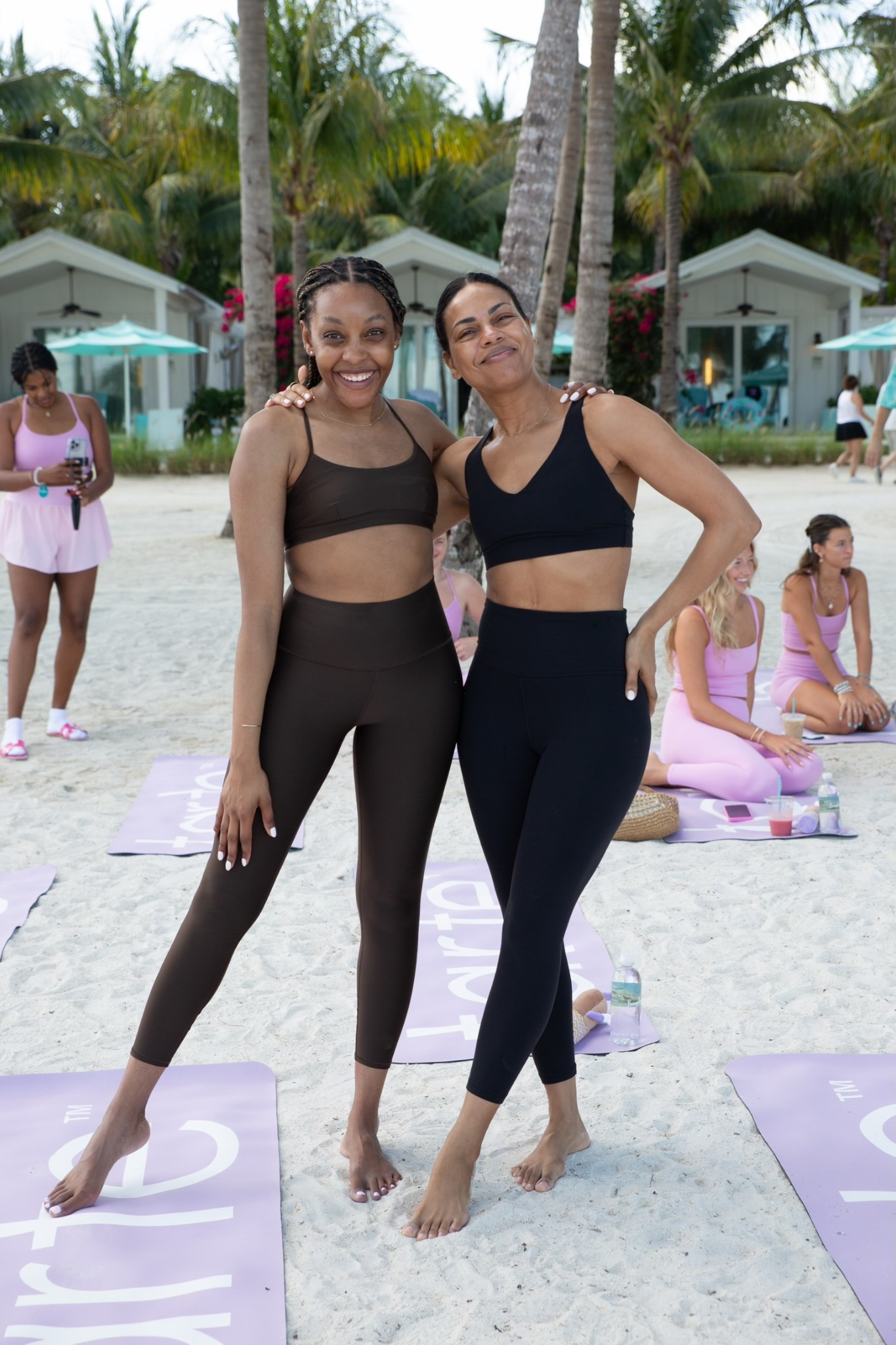 Yoga OOTD: v neck sports bra & matching leggings - brown sports bra & leggings set! Great for low impact & Pilates. 

#LTKActive #LTKOver40 #LTKStyleTip