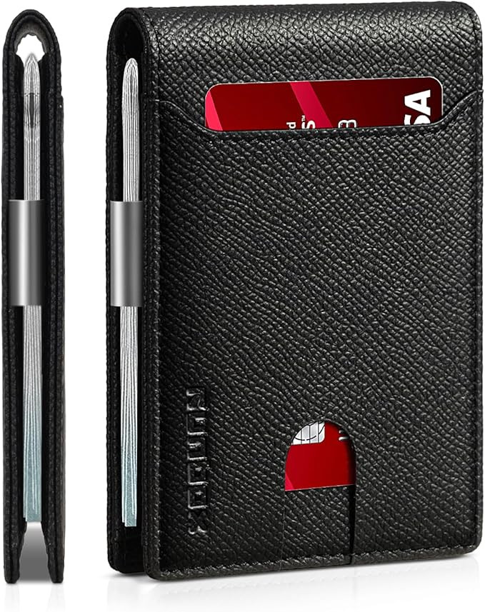 RUNBOX Money Clip Wallets for Men,Slim Leather Mens Bifold Wallet,RFID Blocking Front Pocket Wall... | Amazon (US)