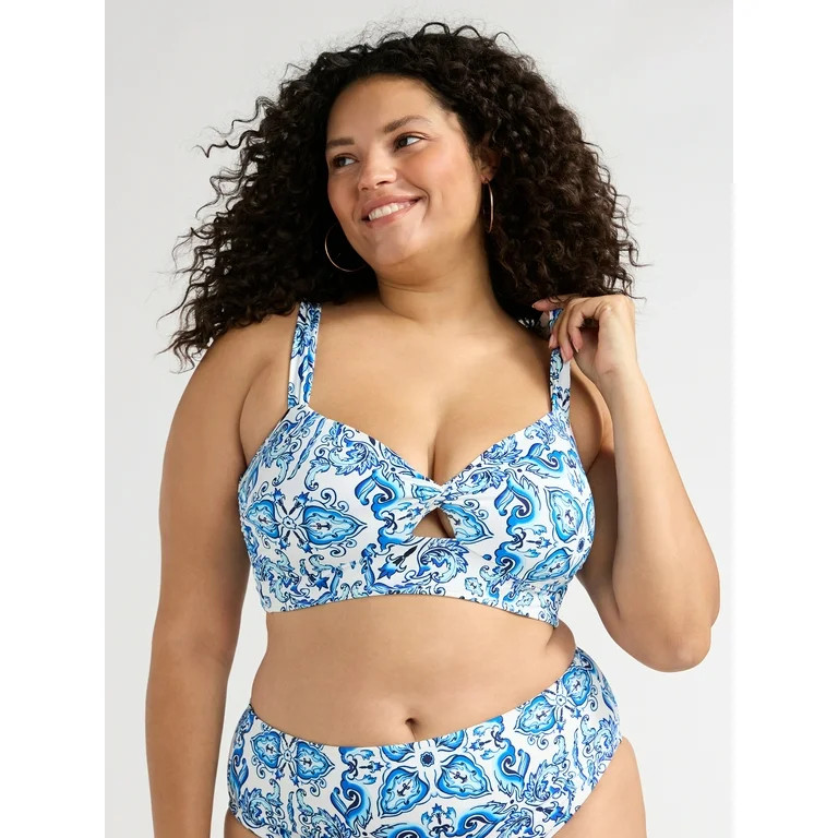 Sofia by Sofia Vergara Women's Twist Longline Bikini Top, Sizes XS-XL - Walmart.com | Walmart (US)