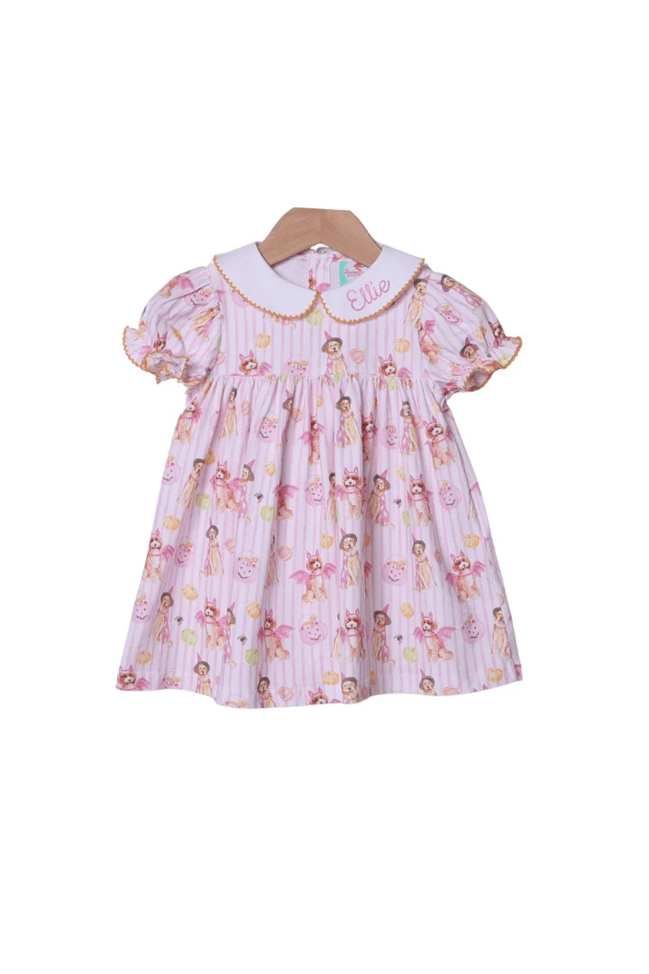 Trick or Treat Pink Puppy Dress | The Smocked Flamingo