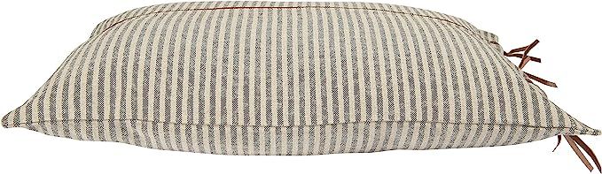 Creative Co-Op Beige & Black Striped Cotton Ticking Lumbar Leather Trim Pillows, 1 Count (Pack of... | Amazon (US)