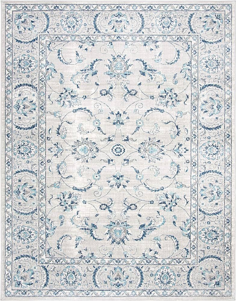 SAFAVIEH Brentwood Collection Area Rug - 8' x 10', Light Grey & Blue, Oriental Floral Scroll Desi... | Amazon (US)