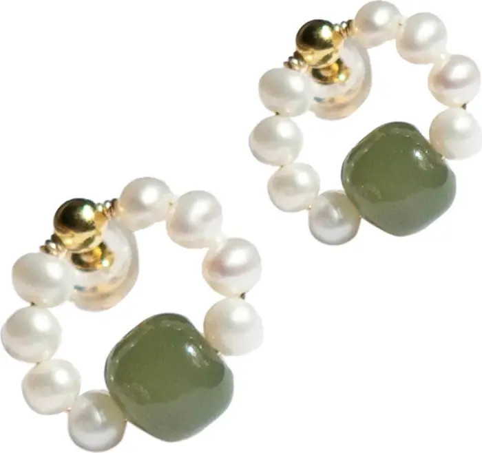 seree Isa Beaded pearl jade hoop earrings | Nordstrom | Nordstrom