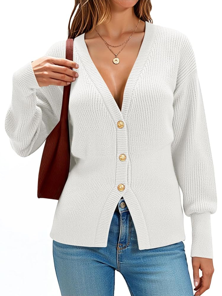 Saodimallsu Womens Cardigan Sweaters Open Front 2025 Chunky Button Down V Neck Sweater Winter Kni... | Amazon (US)