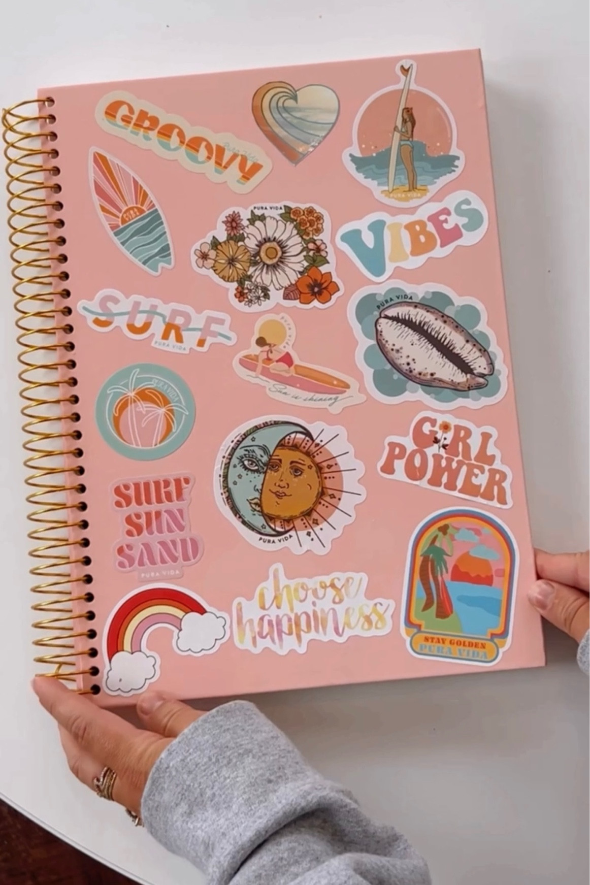 DIY sticker notebook cover design! Girls notebook/sketchbook cute school supplies. Amazon finds, the single stickers are from Pura vida and I have a discount code: MICAHSHEARER20 for 20% off Sitewide!! 

#LTKsalealert #LTKSeasonal #LTKkids