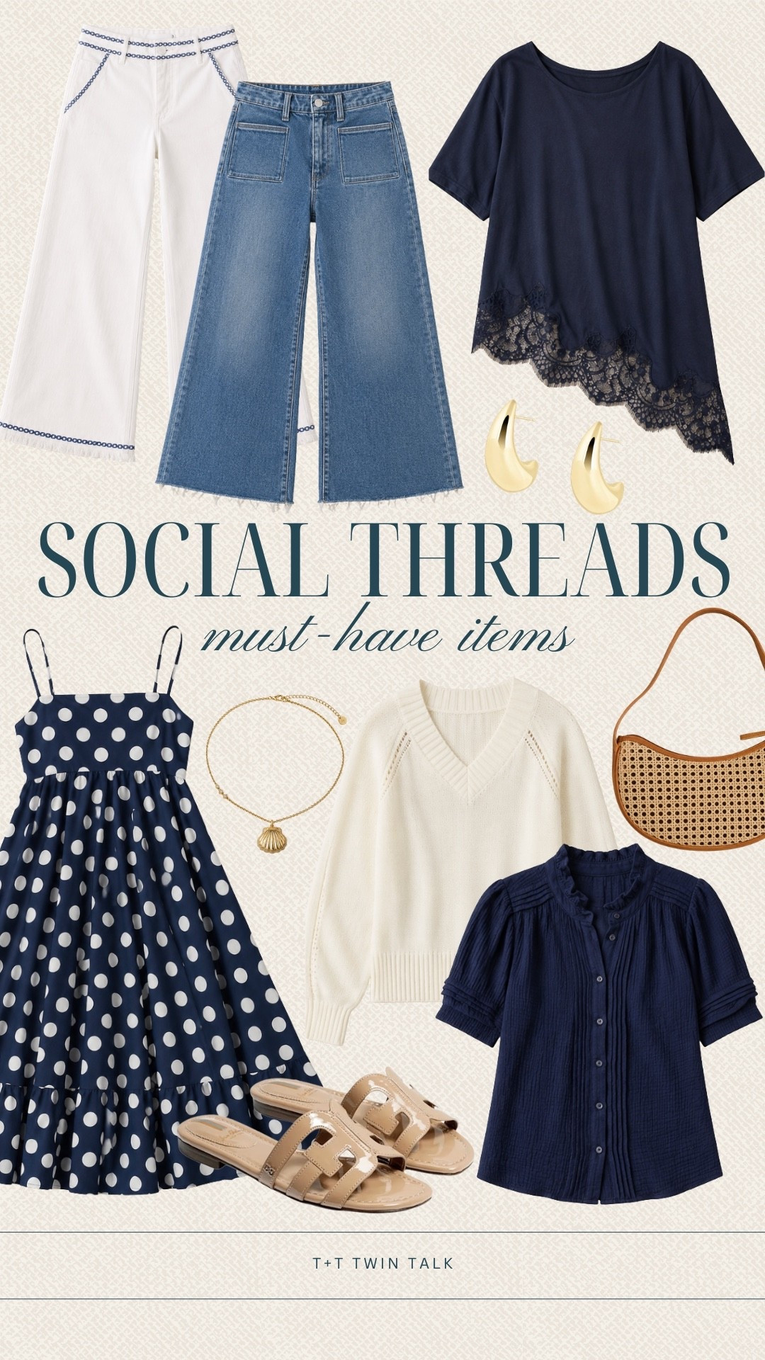 Navy and white is one of those color combinations that never gets old, and Social Threads has so many cute options right now. From the polka dot dress to the easy tops and denim, these pieces can be styled in so many different ways. Add a woven bag and simple sandals, and you're ready to head out the door.

#LTKSeasonal #LTKOver40 #LTKMidsize