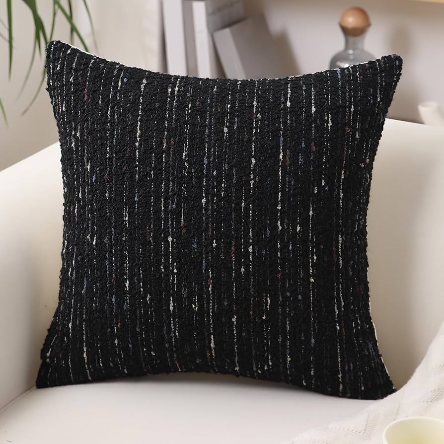 Textured Boucle Pillow Covers 18x18 Neutral Striped Throw Pillows Soft Modern Farmhouse Pillow Ca... | Amazon (US)