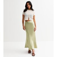 Women's Petite Light Green Satin Midi Skirt New Look | New Look (UK)