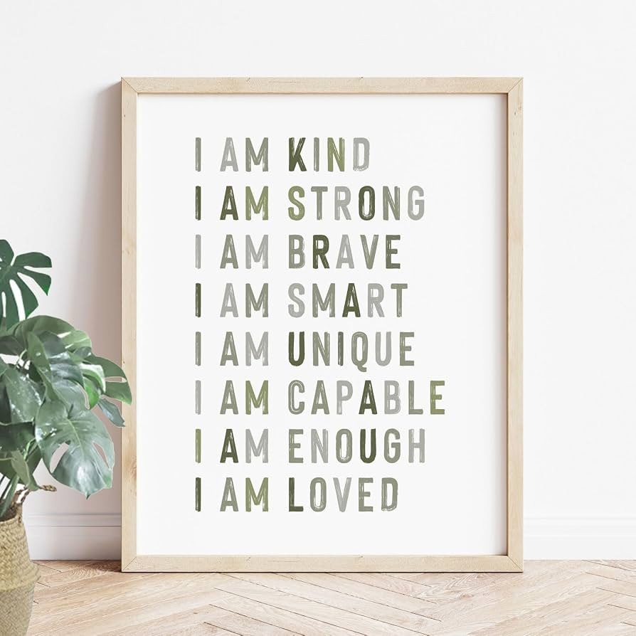 Positive Affirmations, Classroom Wall Art, Green Nursery Wall Decor Neutral, Educational Posters,... | Amazon (US)