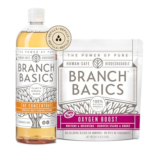 Branch Basics Concentrate + Oxygen Boost REFILL: Stain Remover and All Purpose Cleaner Duo | Bleach, Ammonia, Dye, and Fragrance Free (64 Loads, 33.8 oz Concentrate) | Amazon (US)