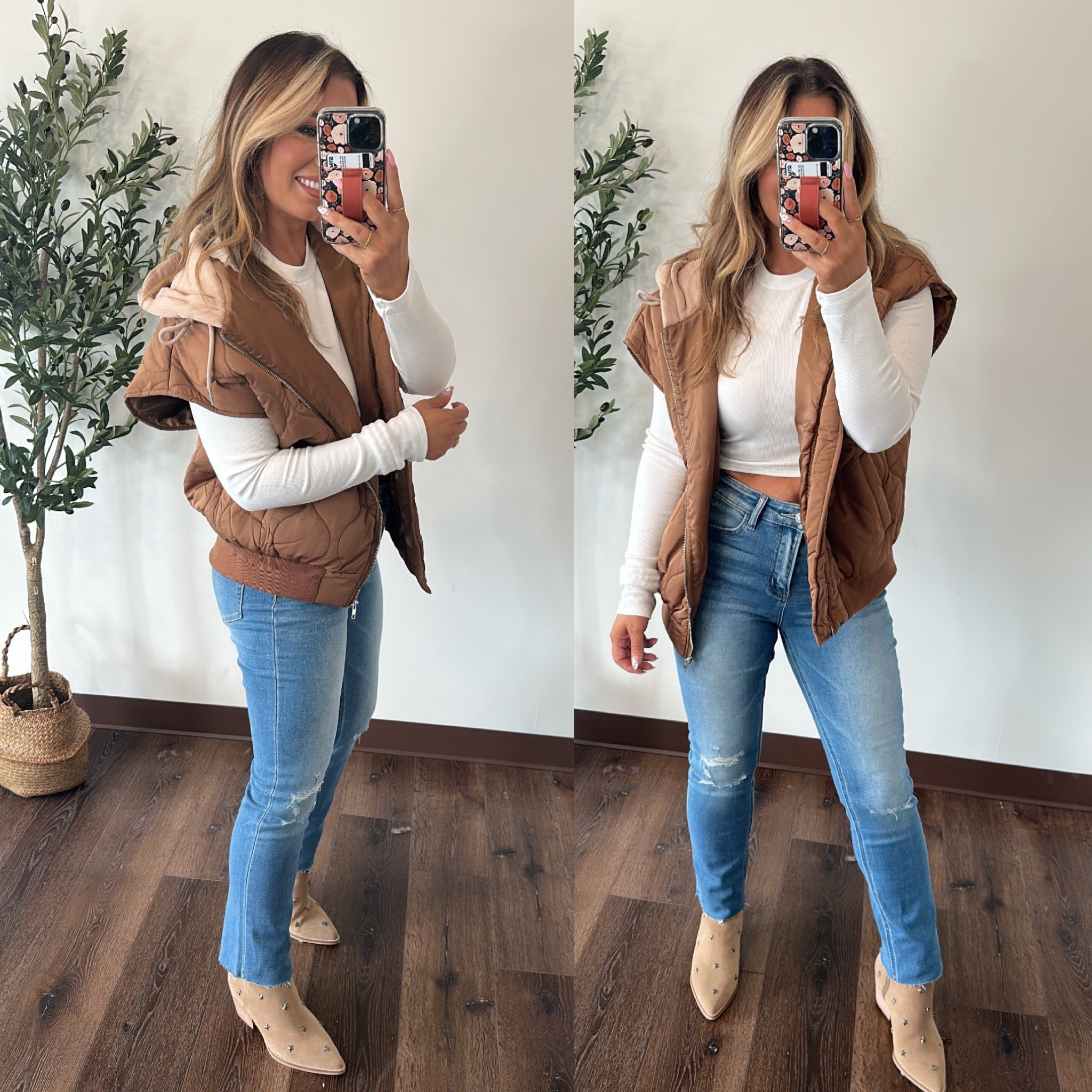 Fall OOTD! I love this quilted vest!! It has a sweater hoodie & it’s perfect! Plus these straight jeans are so comfy! #fallfashion #denimjeans #vicidolls

#LTKstyletip #LTKsalealert #LTKover40