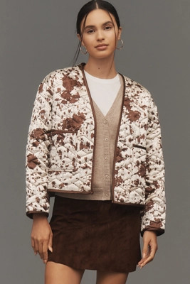 Maeve Cow Print Quilted Jacket | Anthropologie (US)