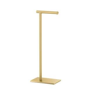 Gatco Latitude II Square Freestanding Toilet Paper Holder in Brushed Brass 1431B | The Home Depot