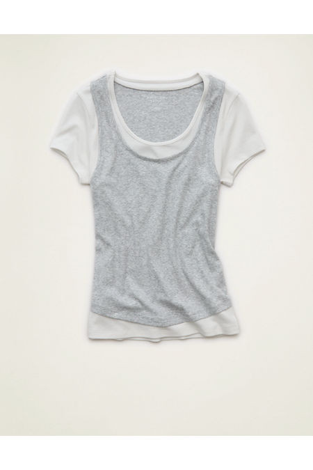 AE Twice As Nice T-Shirt Women's Heather Gray XXS | American Eagle Outfitters (US & CA)