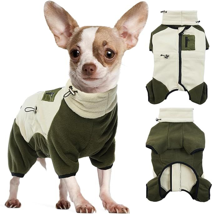 DENTRUN Small Dog Winter Coat Warm Fleece Jacket, Removable Turtleneck Dog Cozy Sweater Puppy Col... | Amazon (US)